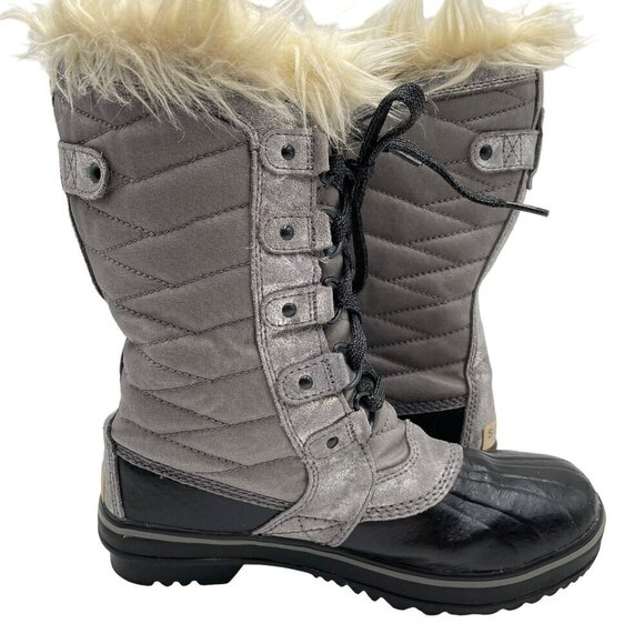 Sorel Tofino II Gray/Black Snow Boots Winter Big Girl's Size 4 - Picture 6 of 10